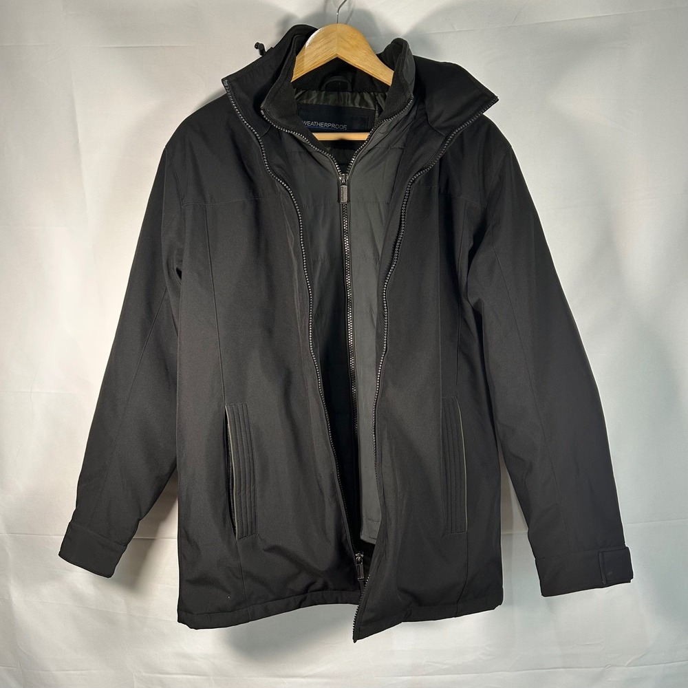 Weatherproof Mens Black Full Zip Removable Hooded‎ Jacket/coat Size S